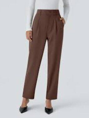 Halara NWT Brown High waisted Tapered Pants Size Medium stretch office workwear